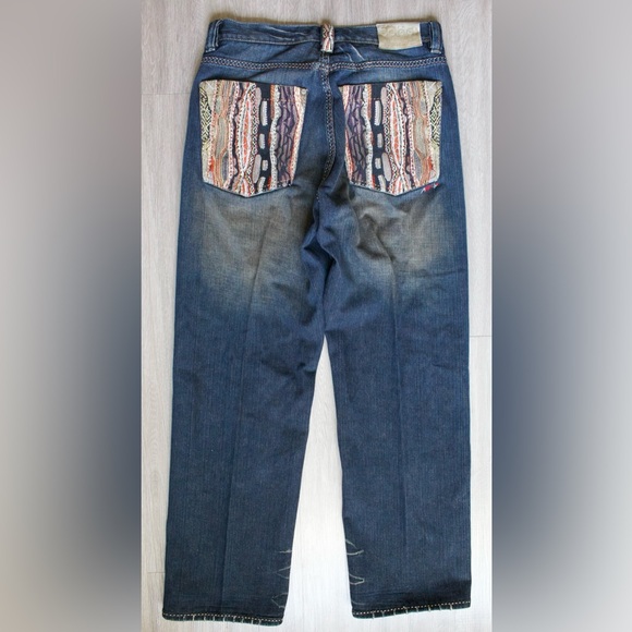 VINTAGE Coogi Jeans Mens 34x34 Blue Straight Baggy Hip Hop Embroidered Denim - Picture 5 of 5